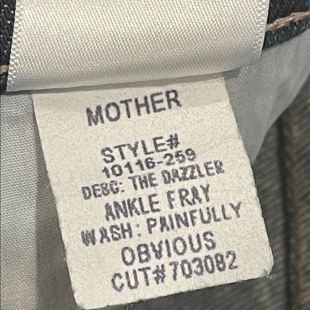 MOTHER The Dazzler Ankle Fray High Waist 24 Painfully Obvious Dark Wash skinny - Picture 6 of 11